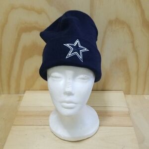 Vintage NFL Dallas Authentic Cowboys Logo Black Knit Ski Beanie Hat